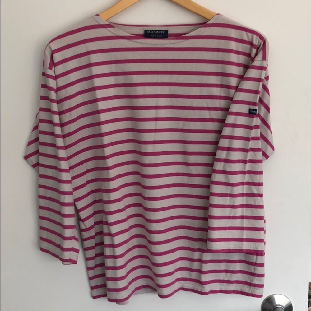 Saint James pink and white stripe top